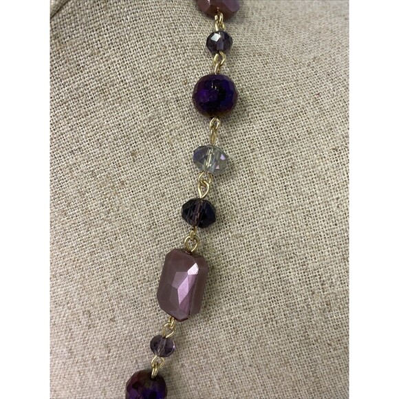 Gloria Vanderbilt Swarovski Elements Crystal Beaded Necklace Purple & Gold - Picture 3 of 5